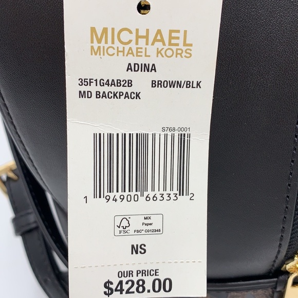 MICHAEL KORS ADINA MEDIUM BACKPACK BLACK /BROWN - Picture 16 of 16